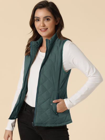 Stand Collar Lightweight Gilet Quilted Zipper Vest