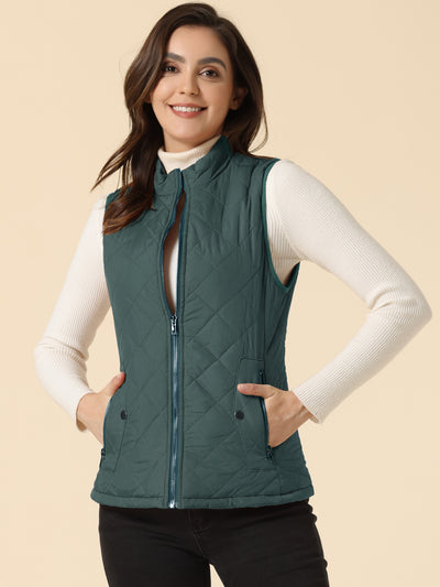 Stand Collar Lightweight Gilet Quilted Zipper Vest