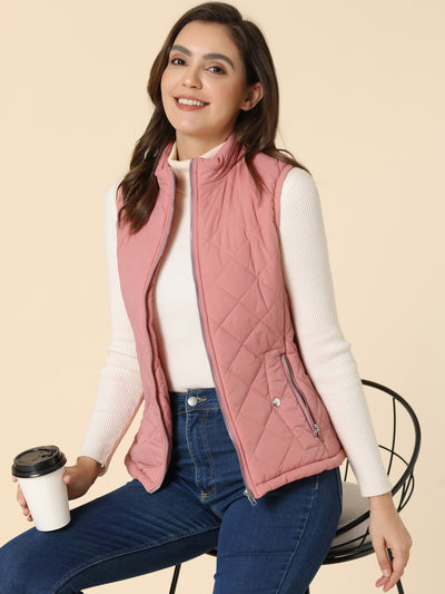 Stand Collar Lightweight Gilet Quilted Zipper Vest