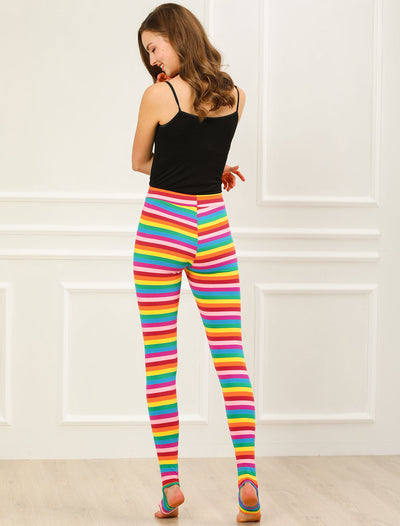 Striped Printed High Elastic Waist Party Yoga Stirrup Pants Leggings