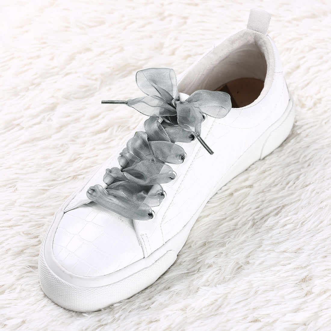 Allegra K 2 Pairs Flat Snow Yarn Shoelaces Transparent Shoe Laces
