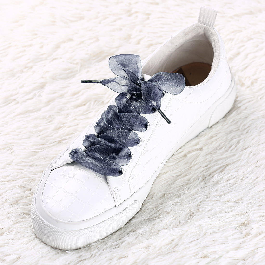 Allegra K 2 Pairs Flat Snow Yarn Shoelaces Transparent Shoe Laces