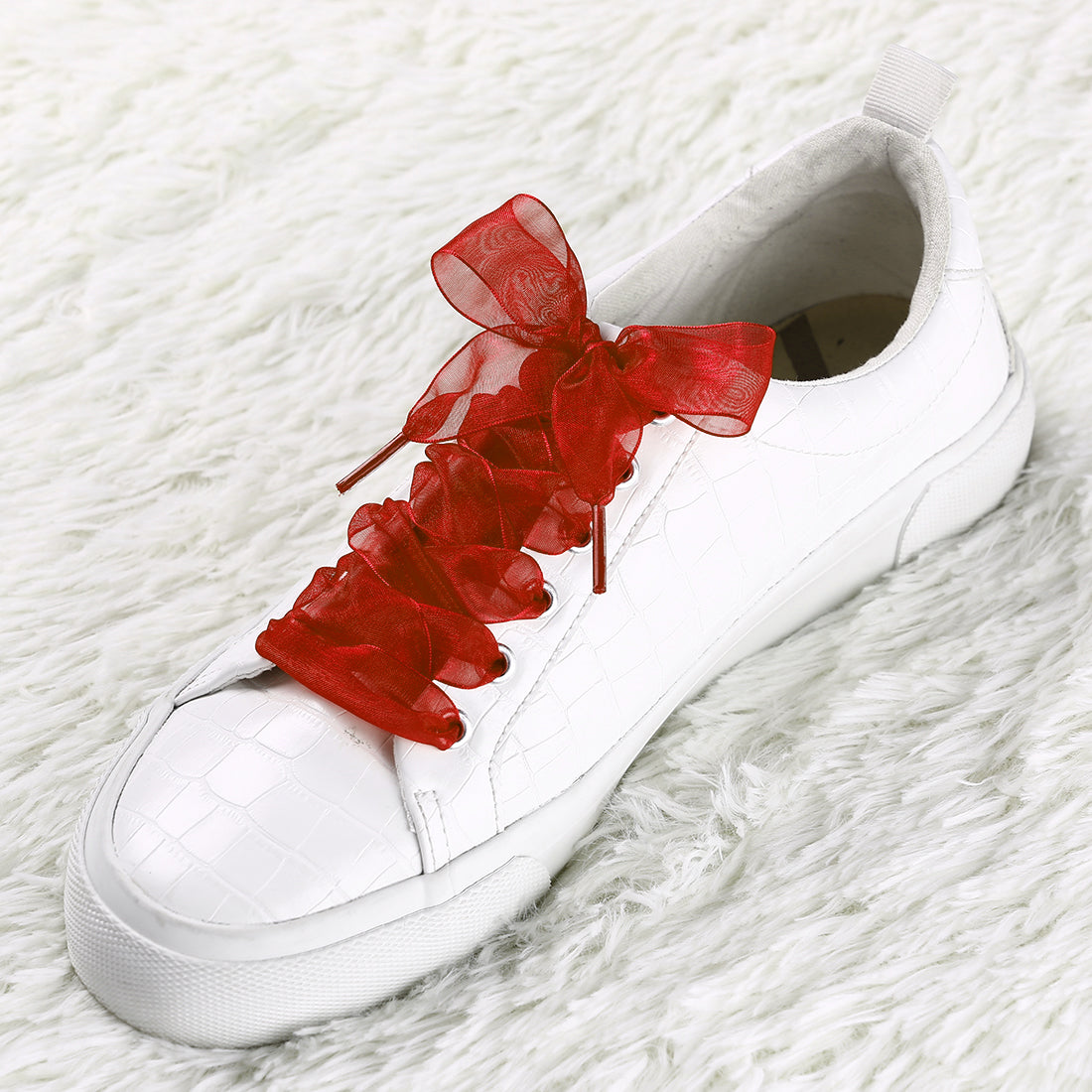 Allegra K 2 Pairs Flat Snow Yarn Shoelaces 2.5cm Wide Transparent Shoe Laces