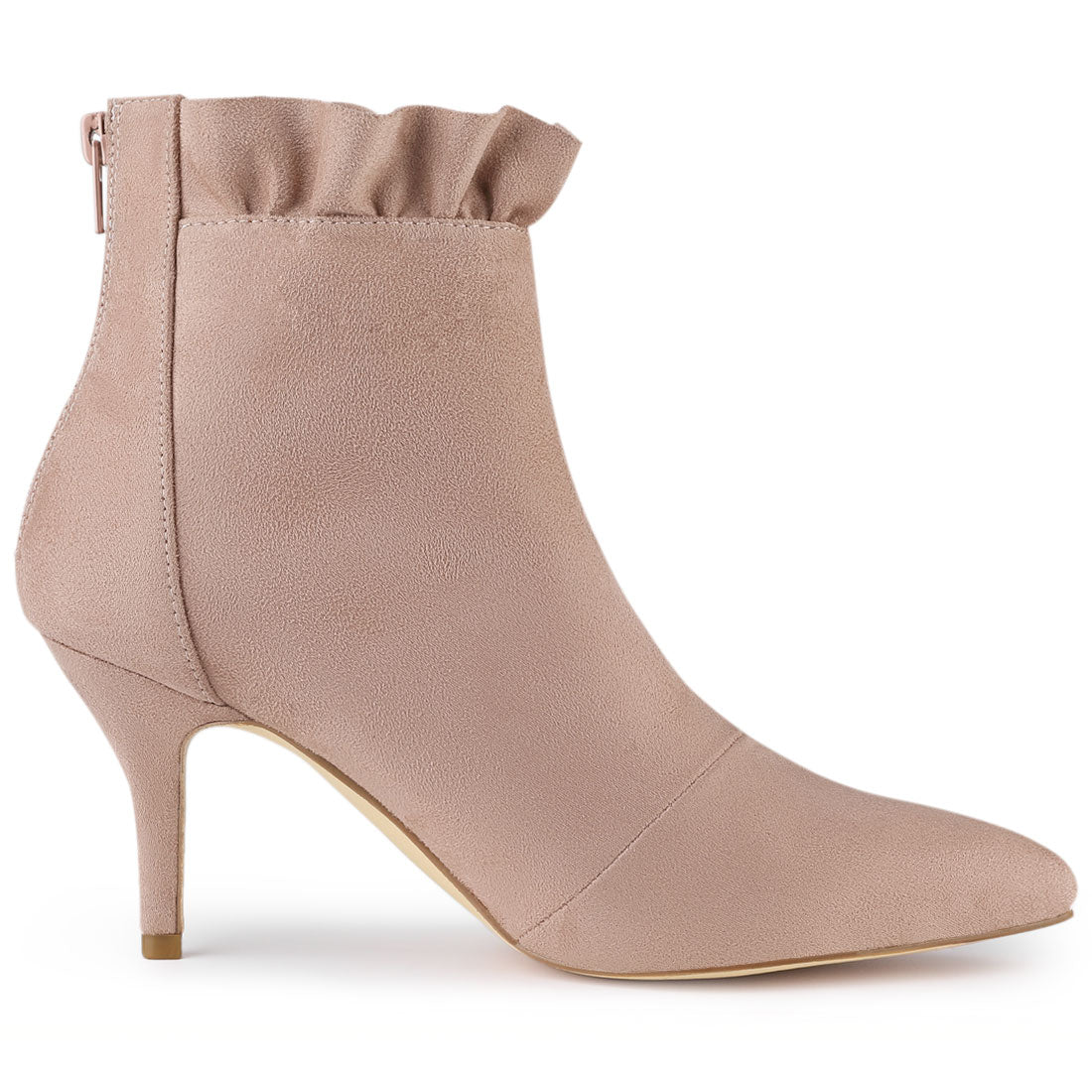 Pointed Toe Stiletto Heel Ruffle Ankle Boots