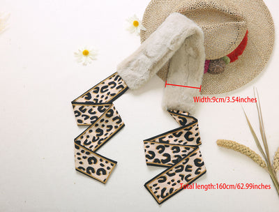 Leopard Ribbons Faux Fur Winter Wrap Collar Plush Neck Scarves Warmer