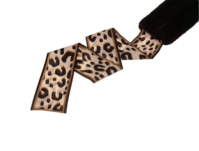 Leopard Ribbons Faux Fur Winter Wrap Collar Plush Neck Scarves Warmer