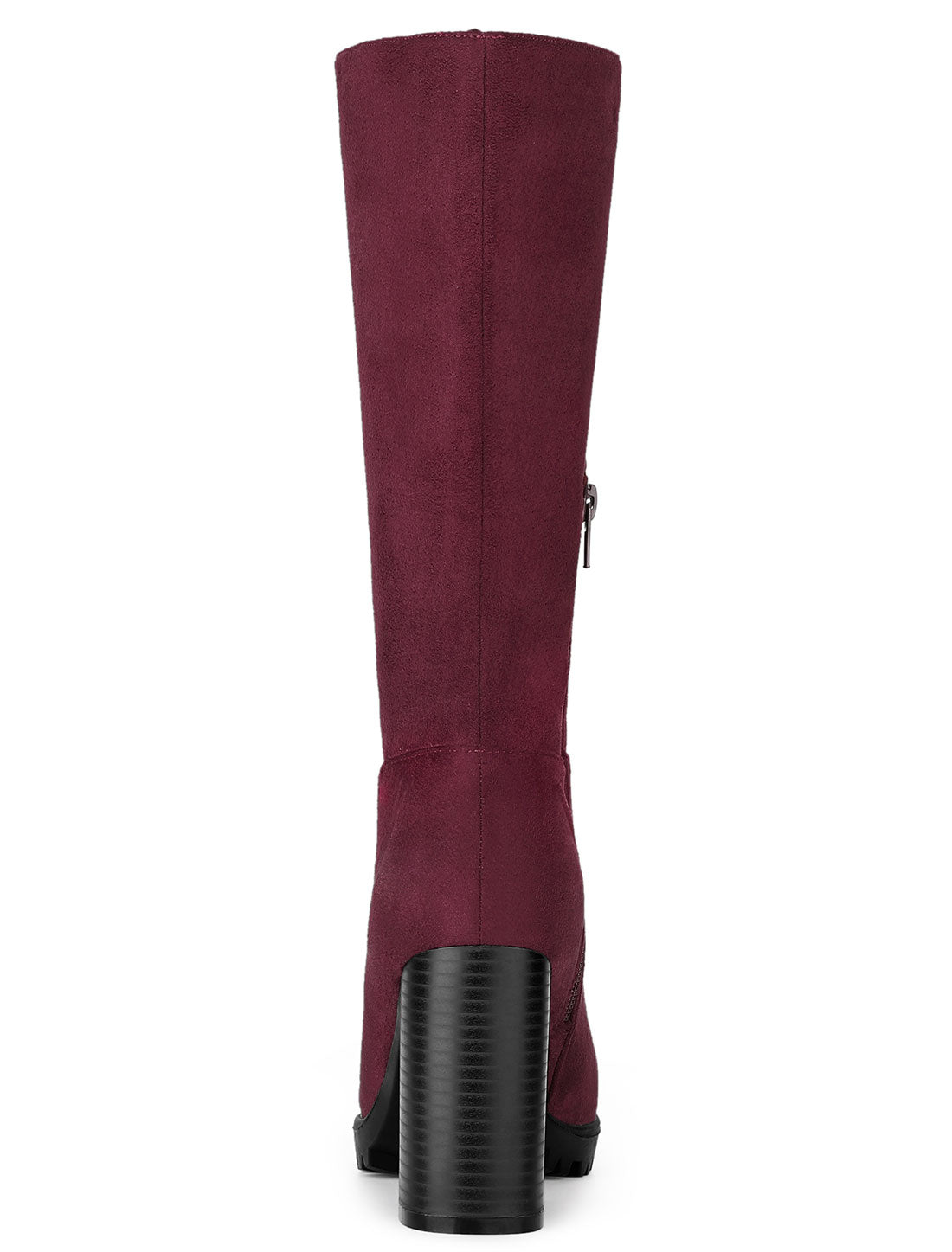 Allegra K Faux Suede Mid Calf Block Heel Side Zipper Mid-Calf Boots