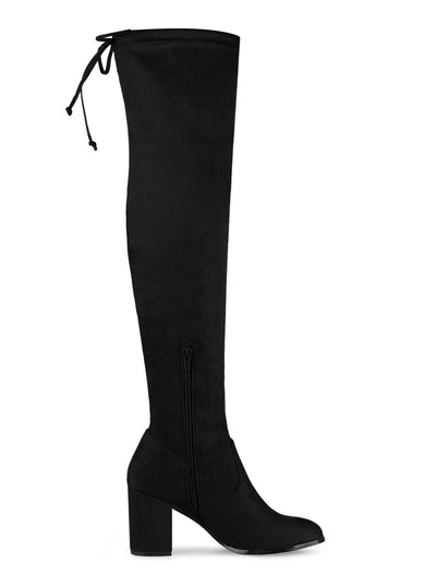 Round Toe Chunky Heel Over the Knee High Boots