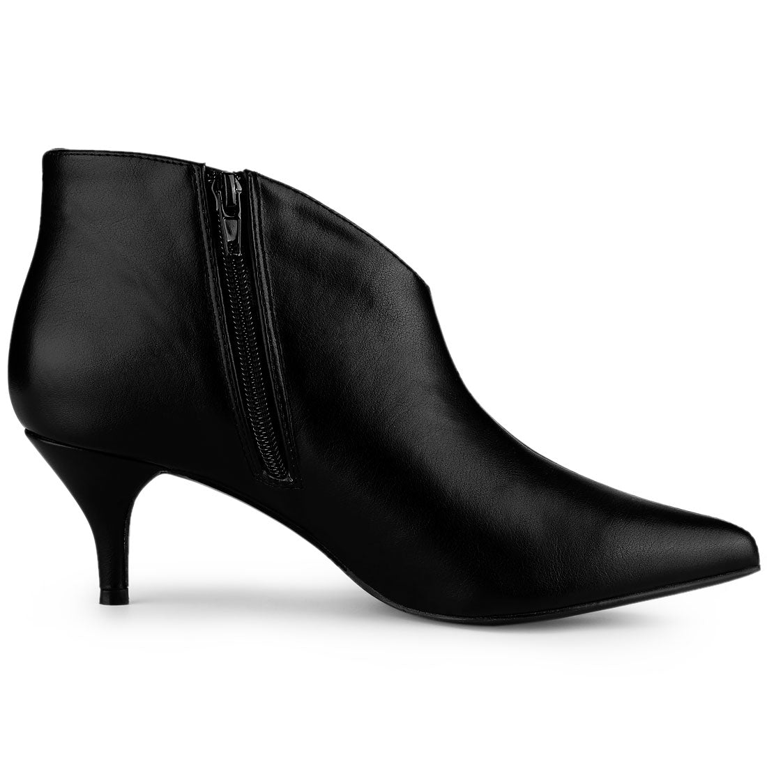 Allegra K Cutout Pointy Toe Stiletto Heel Boots Ankle Booties