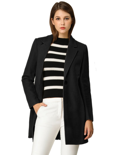 Classic Notched Lapel Long Sleeve Buttoned Coat