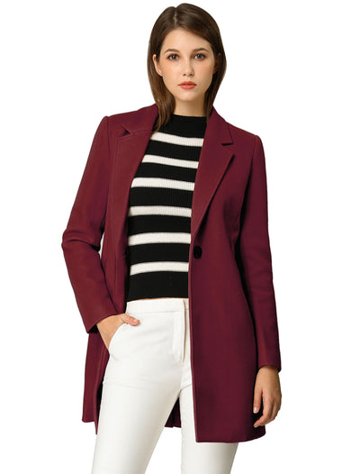 Notched Lapel Long Sleeve Buttoned Pea Coat