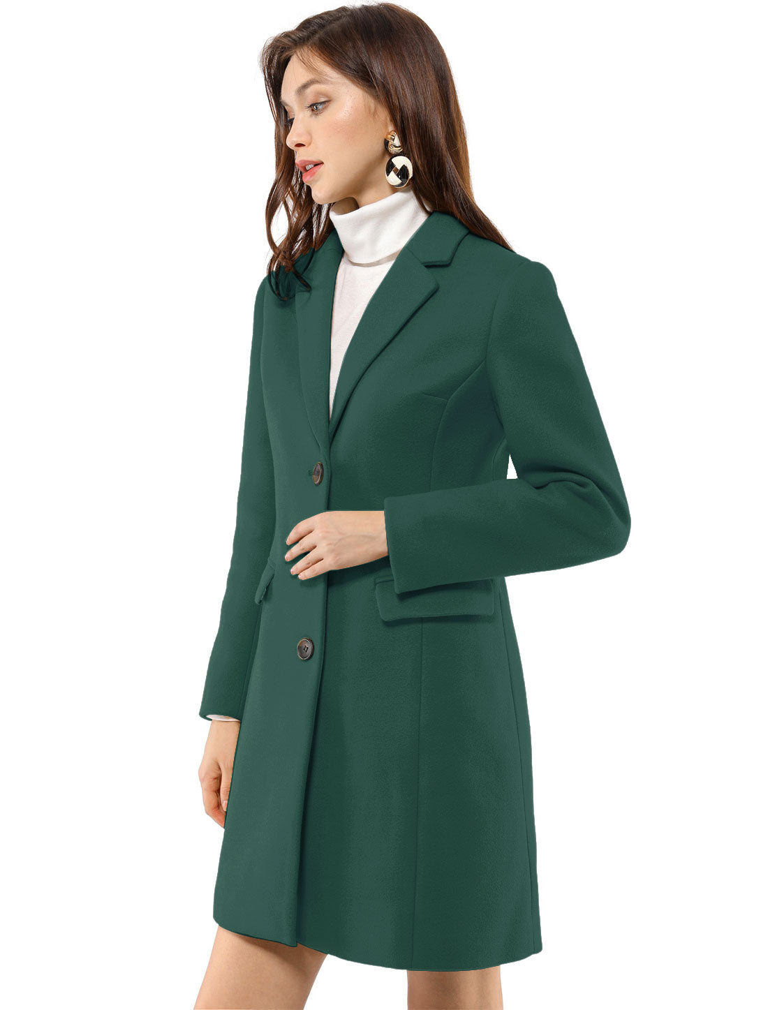 Allegra K Notched Lapel Single Breasted Outwear Winter Pea Coat