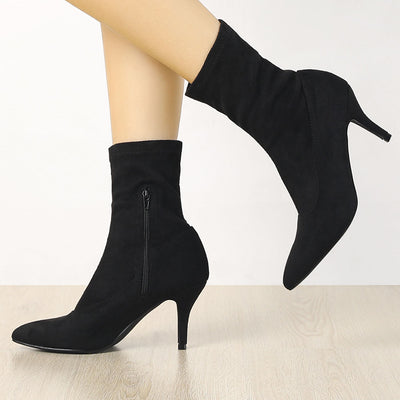 Pointy Toe Stretch Sock Stiletto Heel Ankle Boots