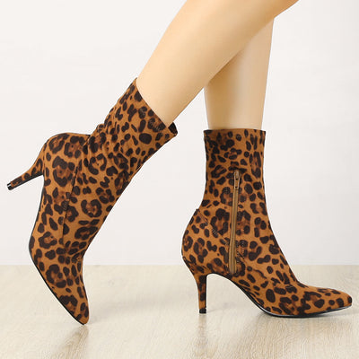 Pointy Toe Stretch Sock Stiletto Heel Ankle Boots