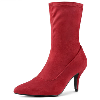 Pointy Toe Stretch Sock Stiletto Heel Ankle Boots