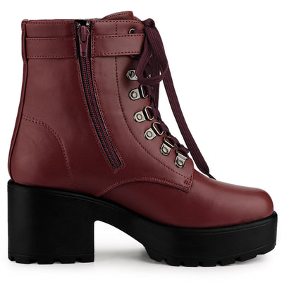 Zip Chunky Heel Platform Ankle Combat Boots