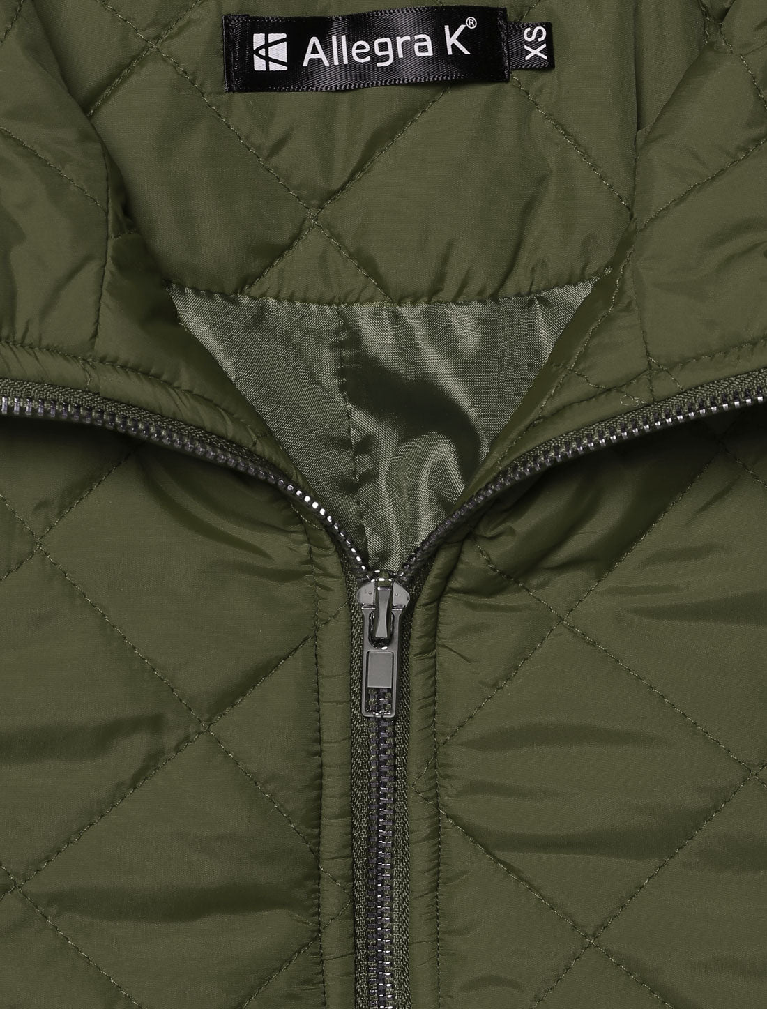 Allegra K Stand Collar Zip Lightweight Quilted Jacket