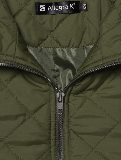 Stand Collar Zip Lightweight Quilted Jacket