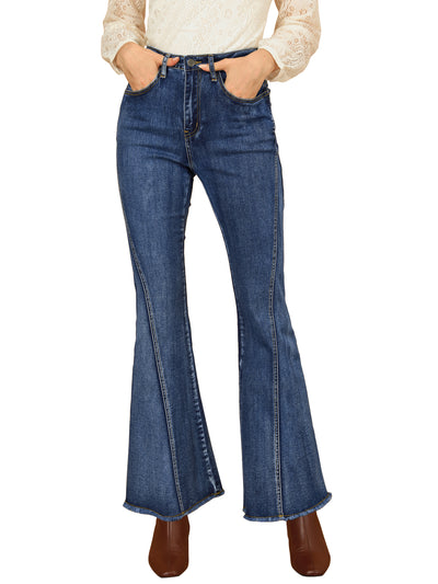 High Waist Stretch Denim Long Bell Pants Flare Jeans