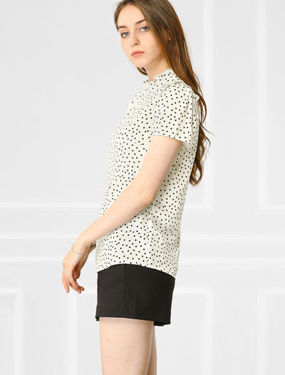 Ruffled Retro Short Sleeve Office Polka Dots Blouse Tops