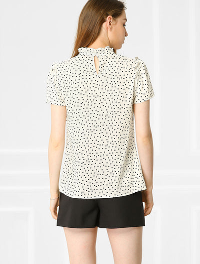 Ruffled Retro Short Sleeve Office Polka Dots Blouse Tops