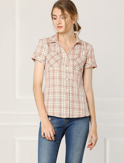 Button Down Cotton Classic Western Plaid Shirt