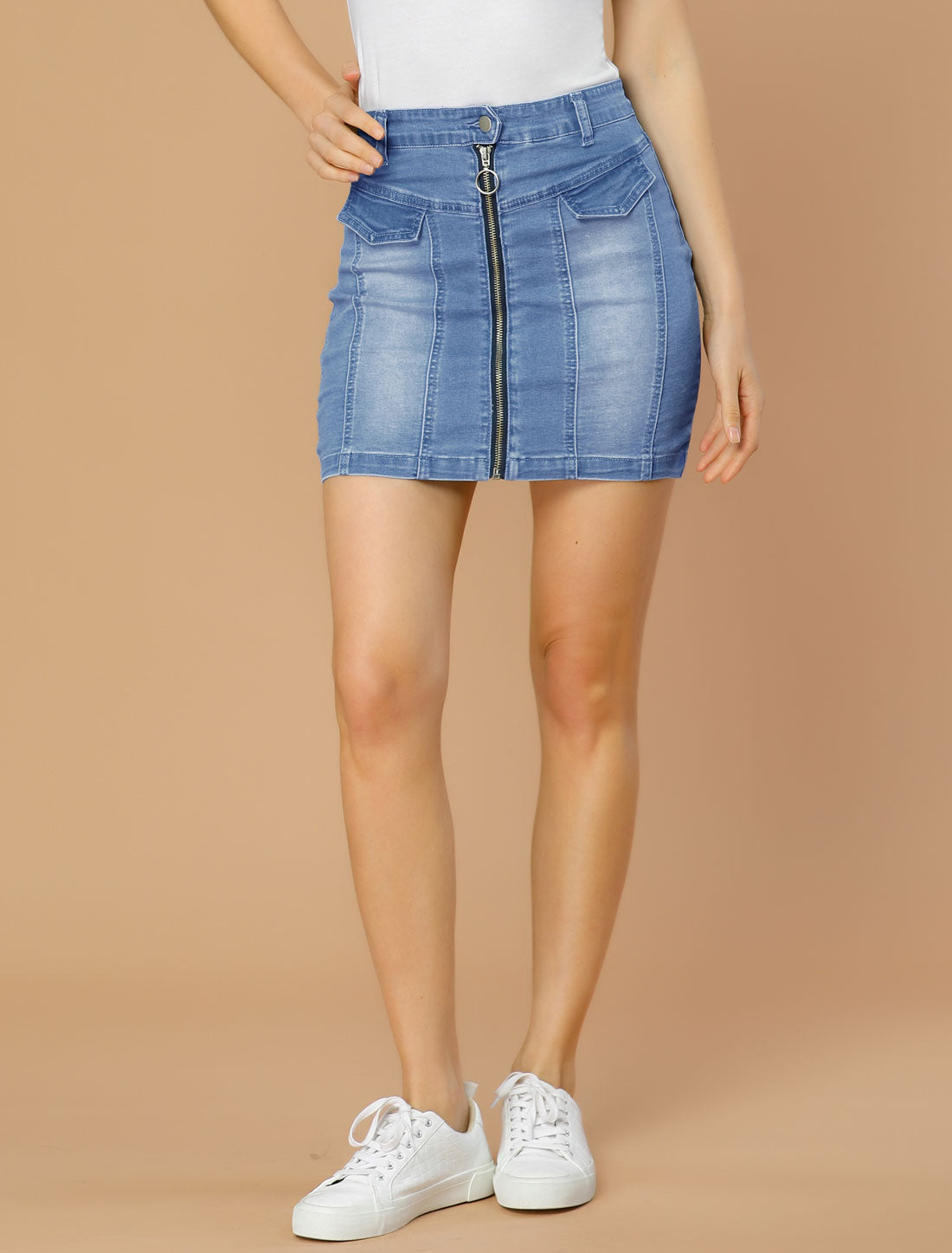 Style & Co Petite Classic Zip-Front Denim Skirt, Created for Macy's - Macy's