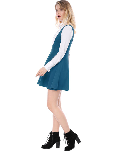 Button Decor Overalls Pinafore Dress Suspenders Skirt