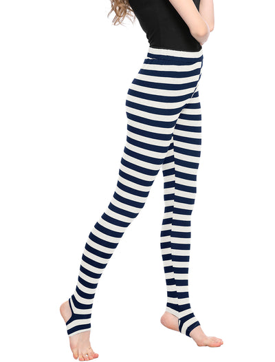 Striped Printed High Elastic Waist Party Yoga Stirrup Pants Leggings