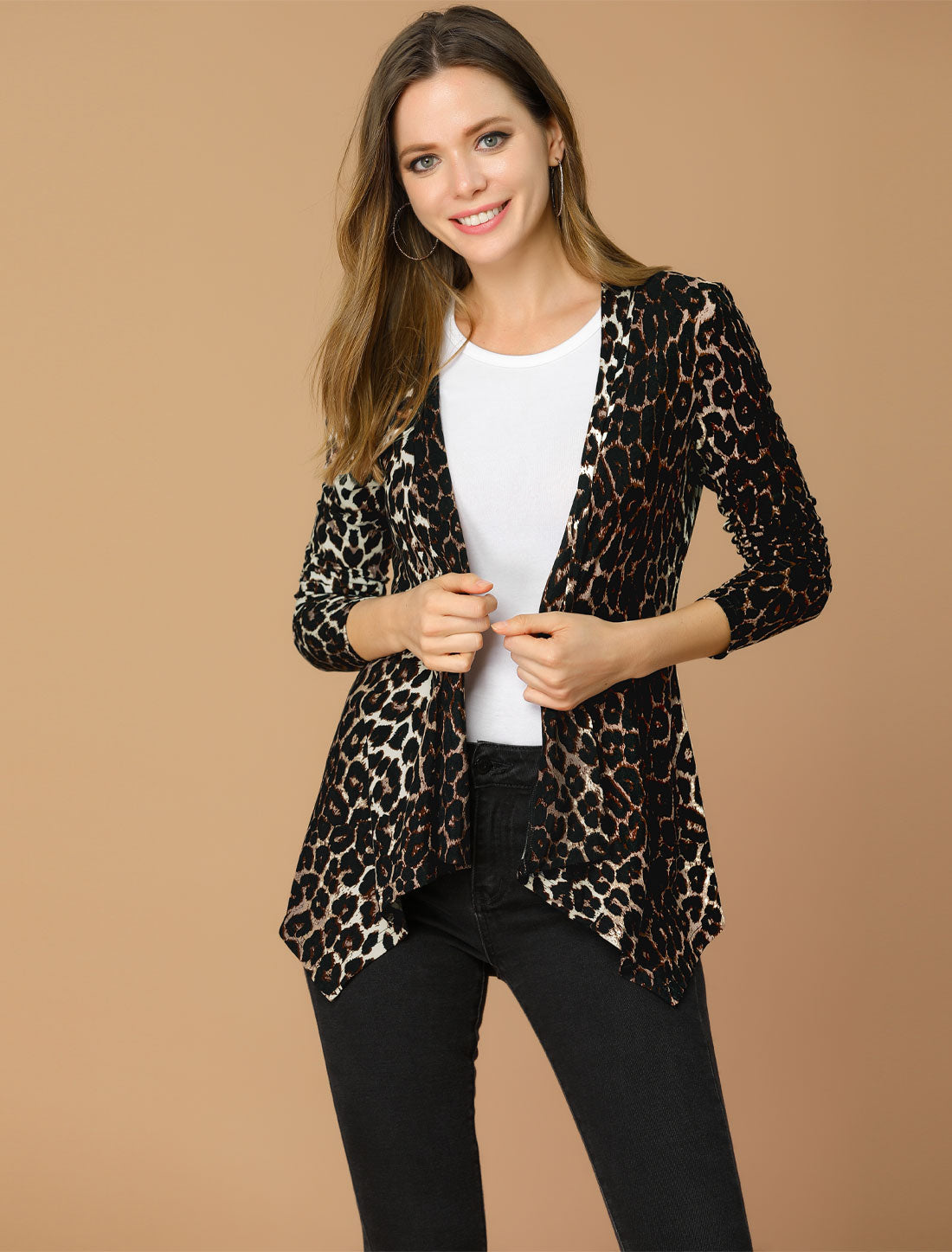 Allegra K Long Sleeve Open Front Asymmetric Hem Lightweight Cardigan