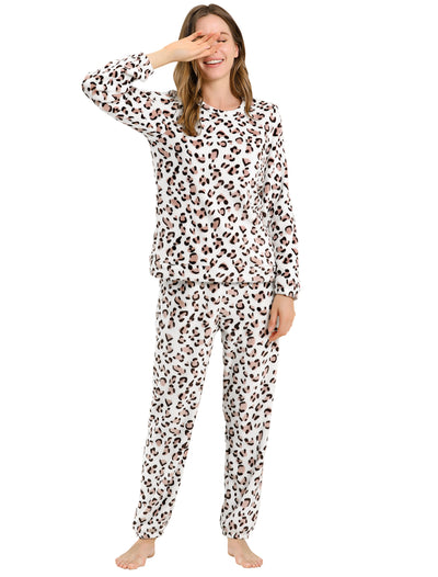 Cute Printed Long Sleeve Nightwear Flannel Pajama Sets Sleepwears