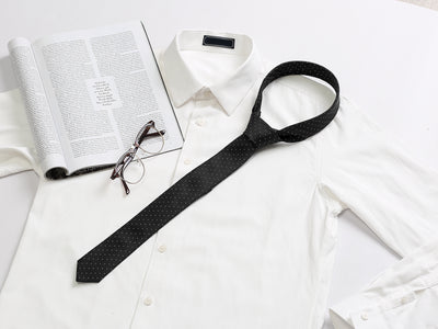 Polka Dots Patterned Self Tied Modern Formal Casual Skinny Tie