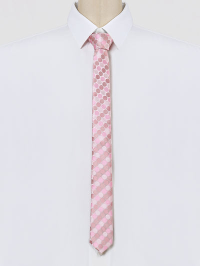 Polka Dots Patterned Self Tied Modern Formal Casual Skinny Tie