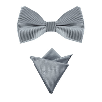 Solid Color Pre-Tied Bow Tie Wedding Party Pocket Square Set