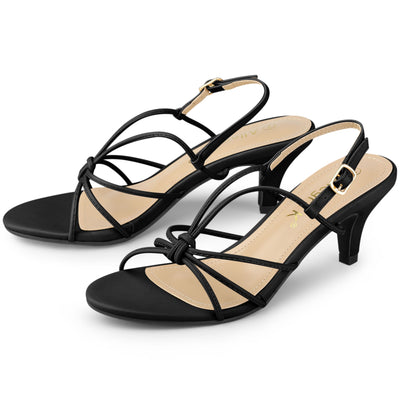 Strappy Slingback Kitten Heel Sandals