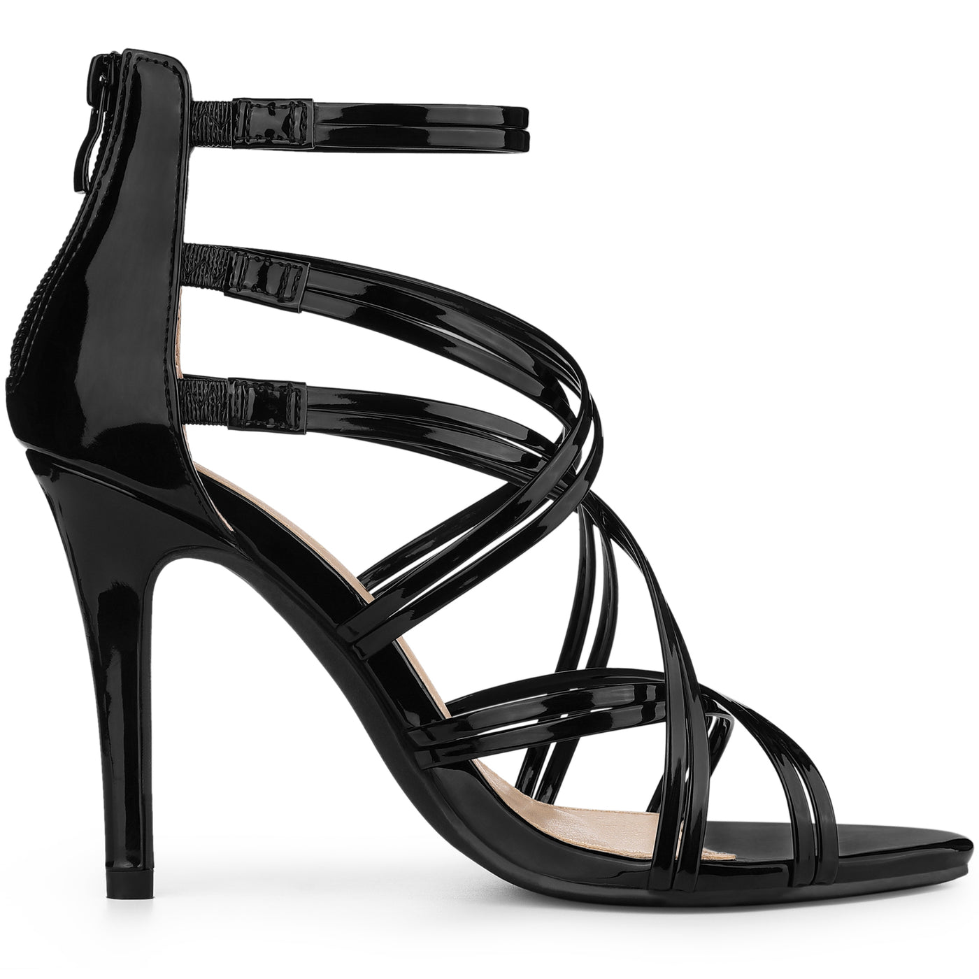 Allegra K Open Toe Strappy Stiletto Heel Lace Up Sandals