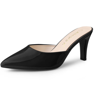 Pointed Toe Stiletto Heel Slide Mules