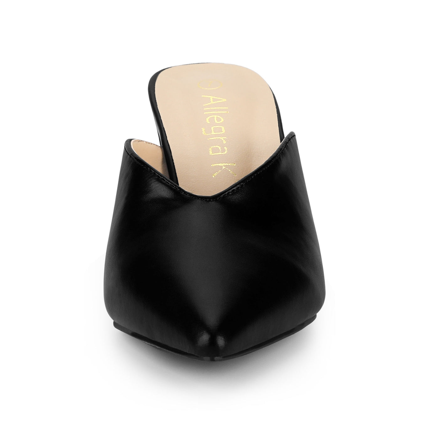 Allegra K Pointed Toe Chunky Heel Slides Mules