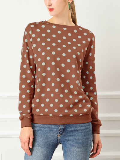 Winter Knitted Pullover Sweatshirt Long Sleeve Polka Dot Sweater