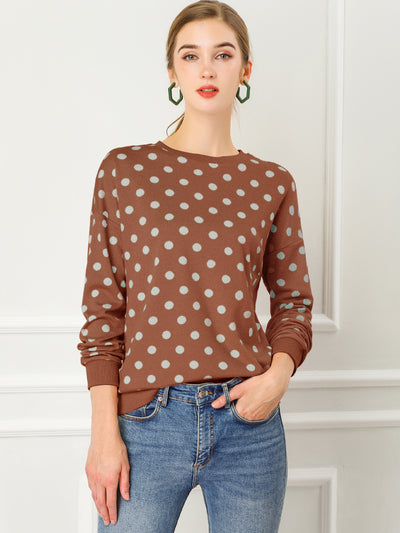 Winter Knitted Pullover Sweatshirt Long Sleeve Polka Dot Sweater