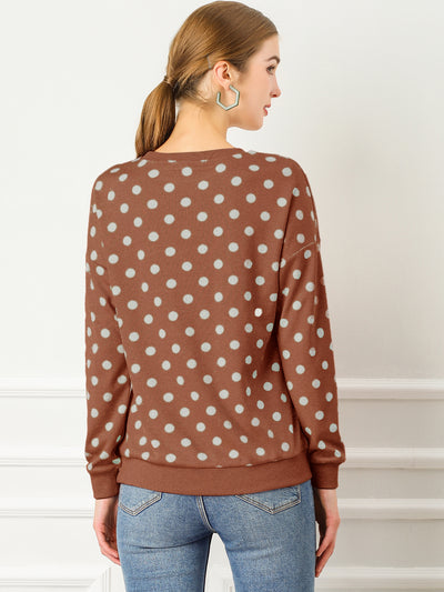 Winter Knitted Pullover Sweatshirt Long Sleeve Polka Dot Sweater