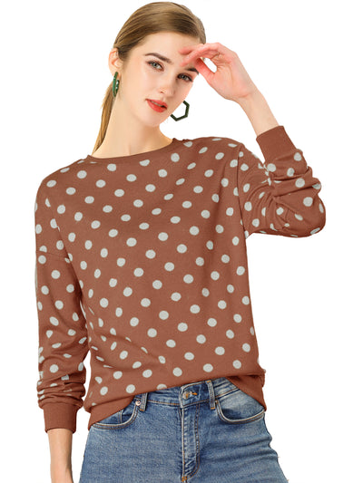 Winter Knitted Pullover Sweatshirt Long Sleeve Polka Dot Sweater