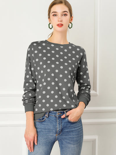 Winter Knitted Pullover Sweatshirt Long Sleeve Polka Dot Sweater