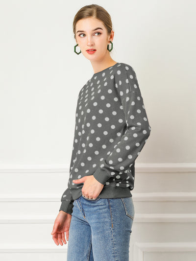 Winter Knitted Pullover Sweatshirt Long Sleeve Polka Dot Sweater