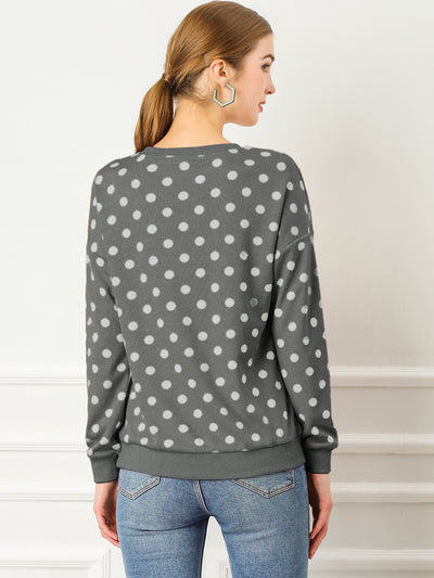 Winter Knitted Pullover Sweatshirt Long Sleeve Polka Dot Sweater