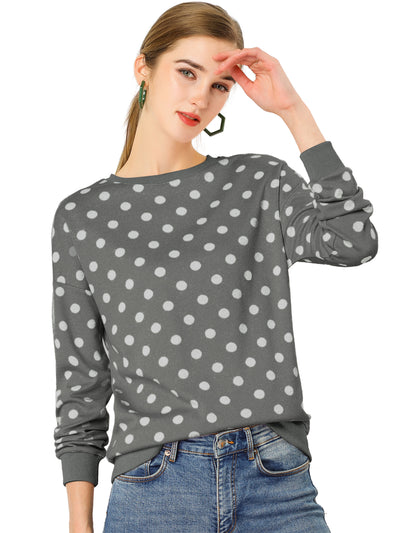 Winter Knitted Pullover Sweatshirt Long Sleeve Polka Dot Sweater