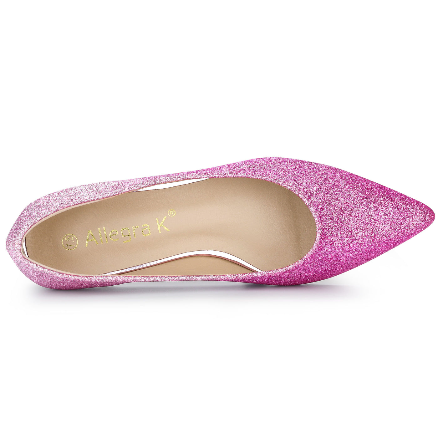 Allegra K Glitter Pointed Toe Ballet Flats Shoes