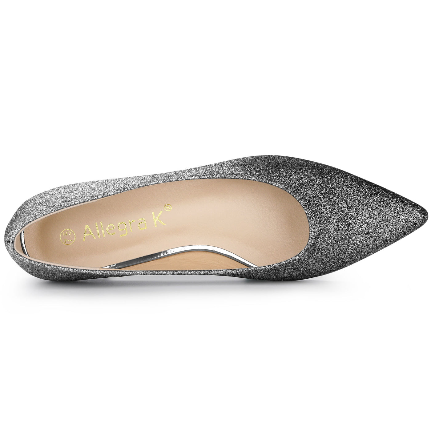 Allegra K Glitter Pointed Toe Ballet Flats Shoes
