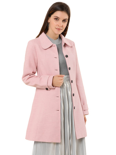 Peter Pan Collar Single Breasted Overcoat Winter Pea Coat