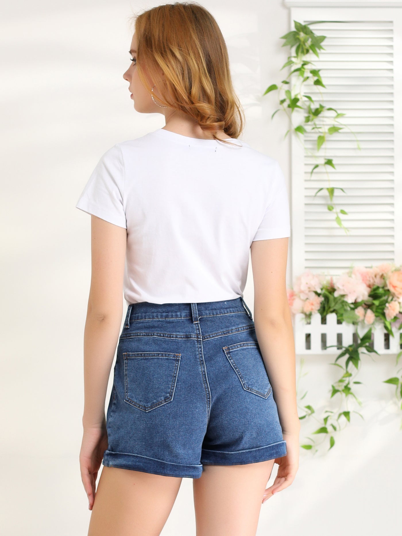Allegra K Double Breasted High Waist Mini Button Front Jeans Denim Shorts